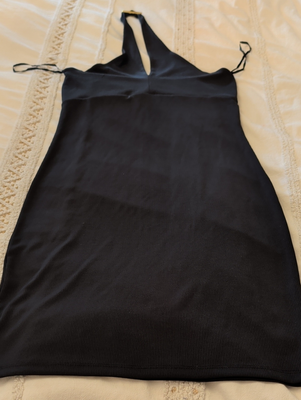 Only Black Halter Mini Dress with Plunge V